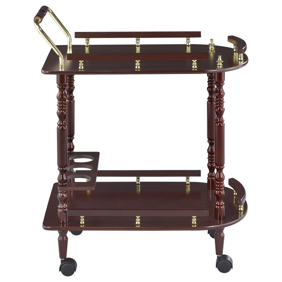 Palmer - 2-Tier Rectangular Wood Bar Cart - Merlot by CoasterEveryday | Bel Furniture