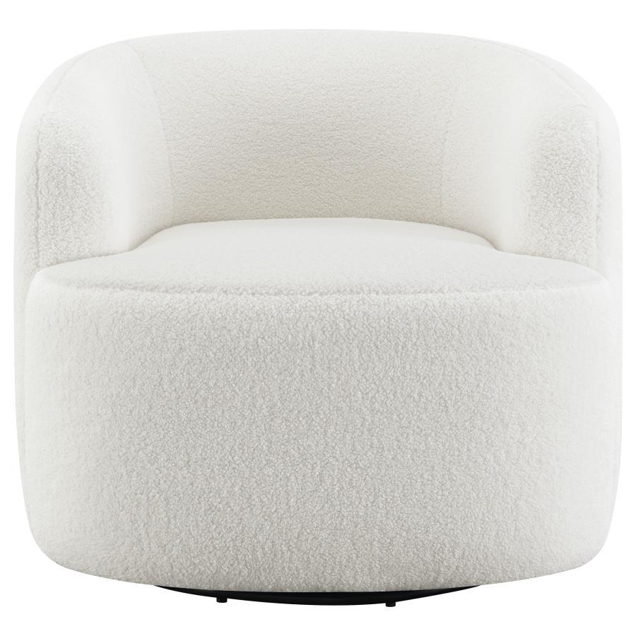 Hudson - Faux Sheepskin Upholstered Swivel Chair - Natural by CoasterElevations | Bel Furniture