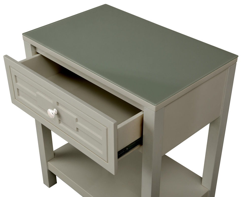 Dylan - Wooden End Side Table Nightstand With Glass Top And Drawer by Lilola Home | Bel Furniture