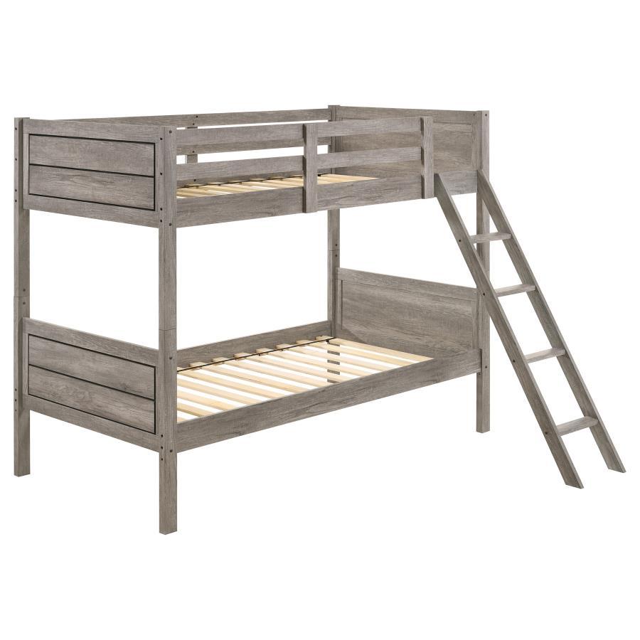 Ryder - Wood Bunk Bed Dark Gray Twin over Twin by CoasterEveryday | Bel Furniture