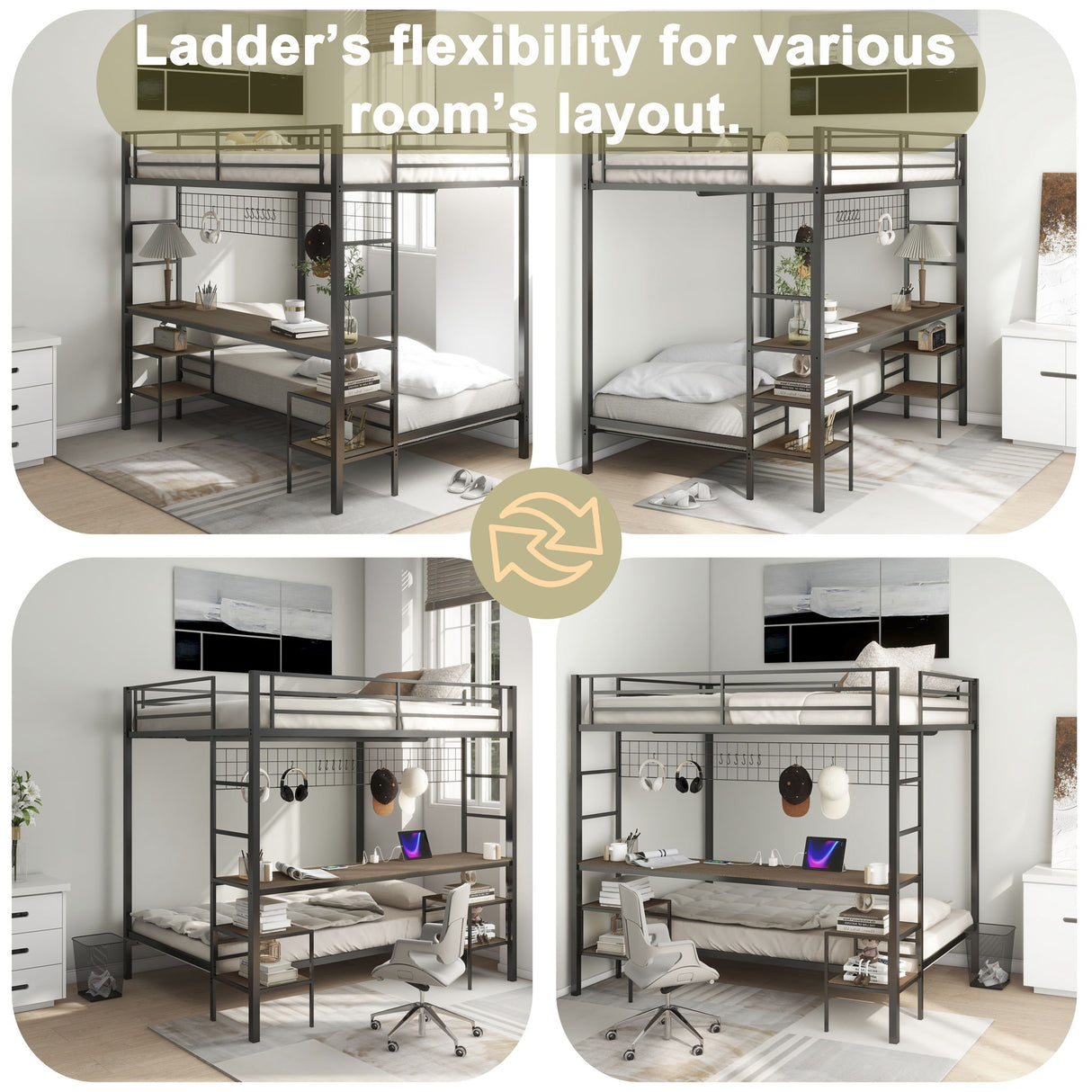 Ethan - Bunk Bed With Desk, Charging Station, Storage Shelves