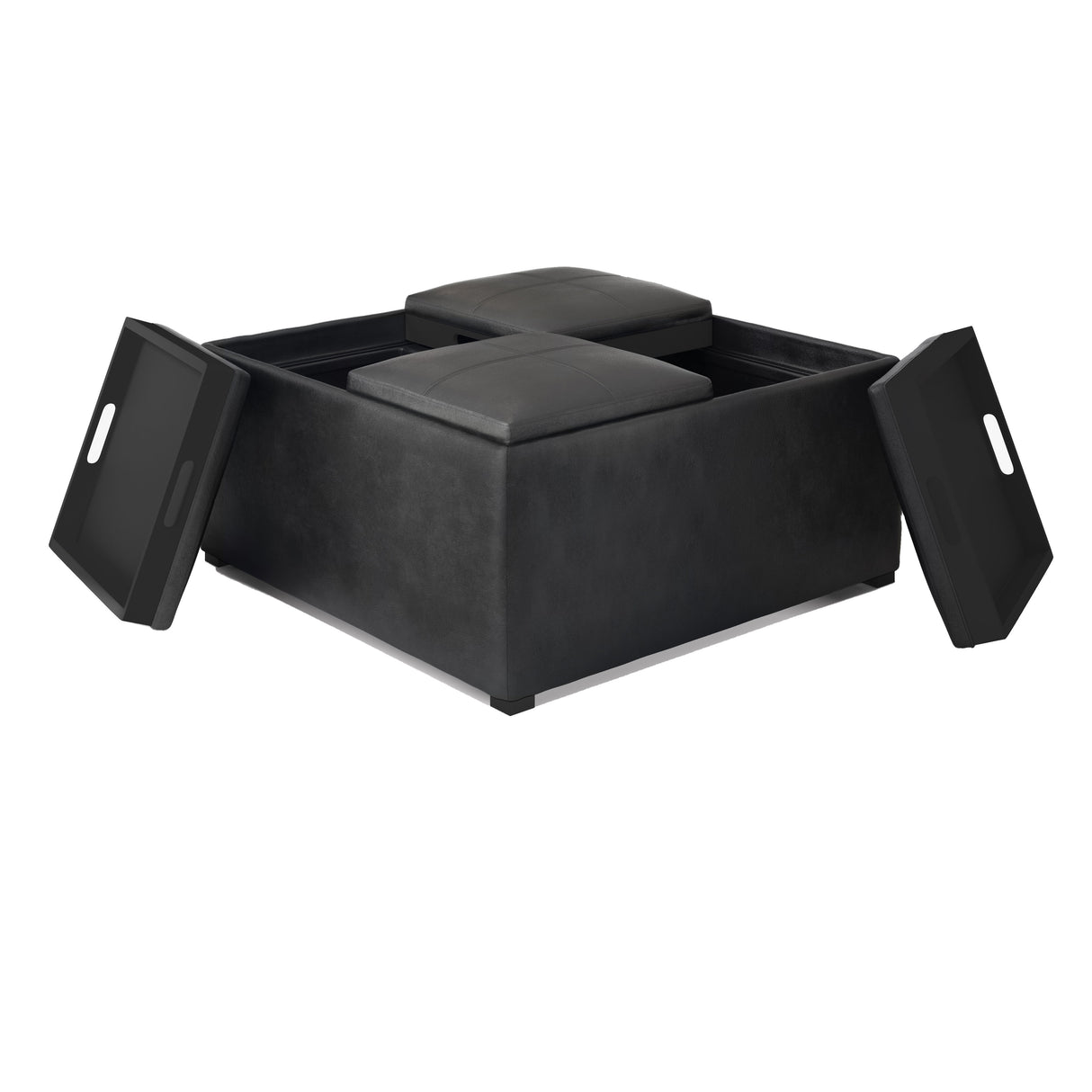 Avalon - Upholstered Square Coffee Table Storage Ottoman by Simpli-Home | Bel Furniture