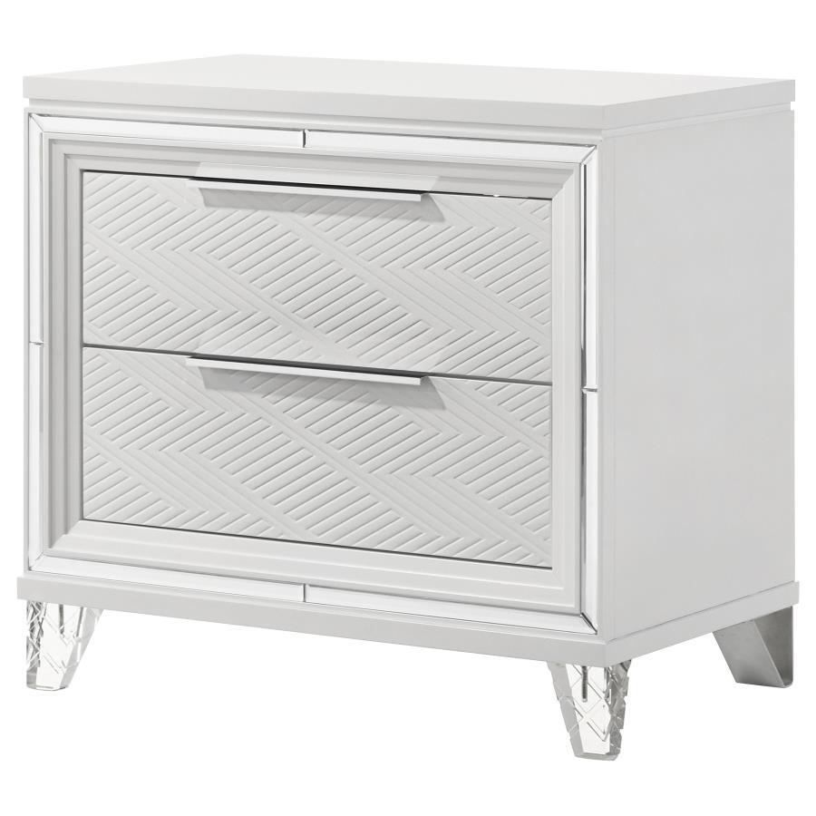 Marmore - 2-Drawer Nightstand Bedside Table - White by Coaster Fine Furniture | Bel Furniture