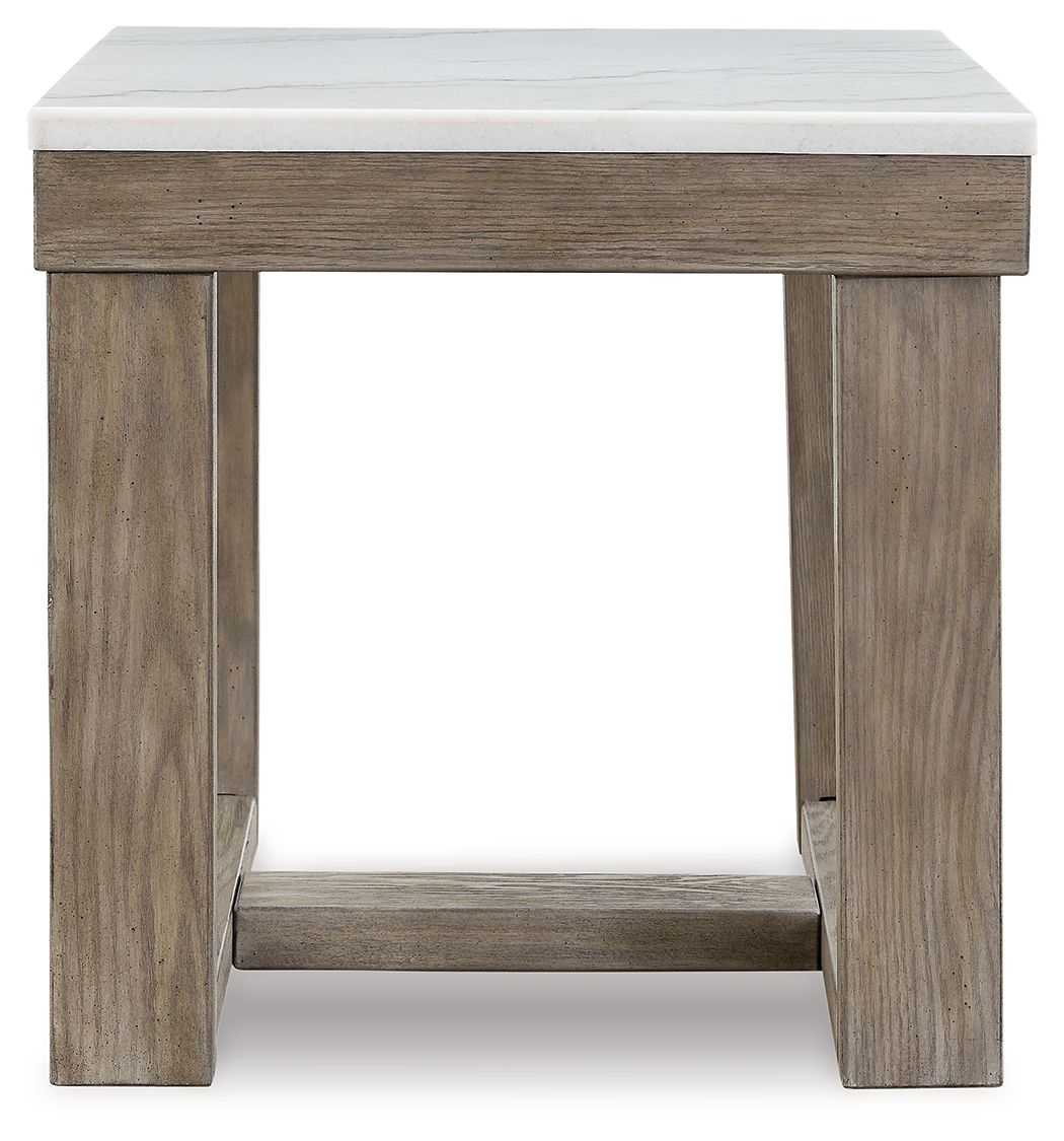 Loyaska - Brown / Ivory - Square End Table by Signature Design by Ashley® | Bel Furniture