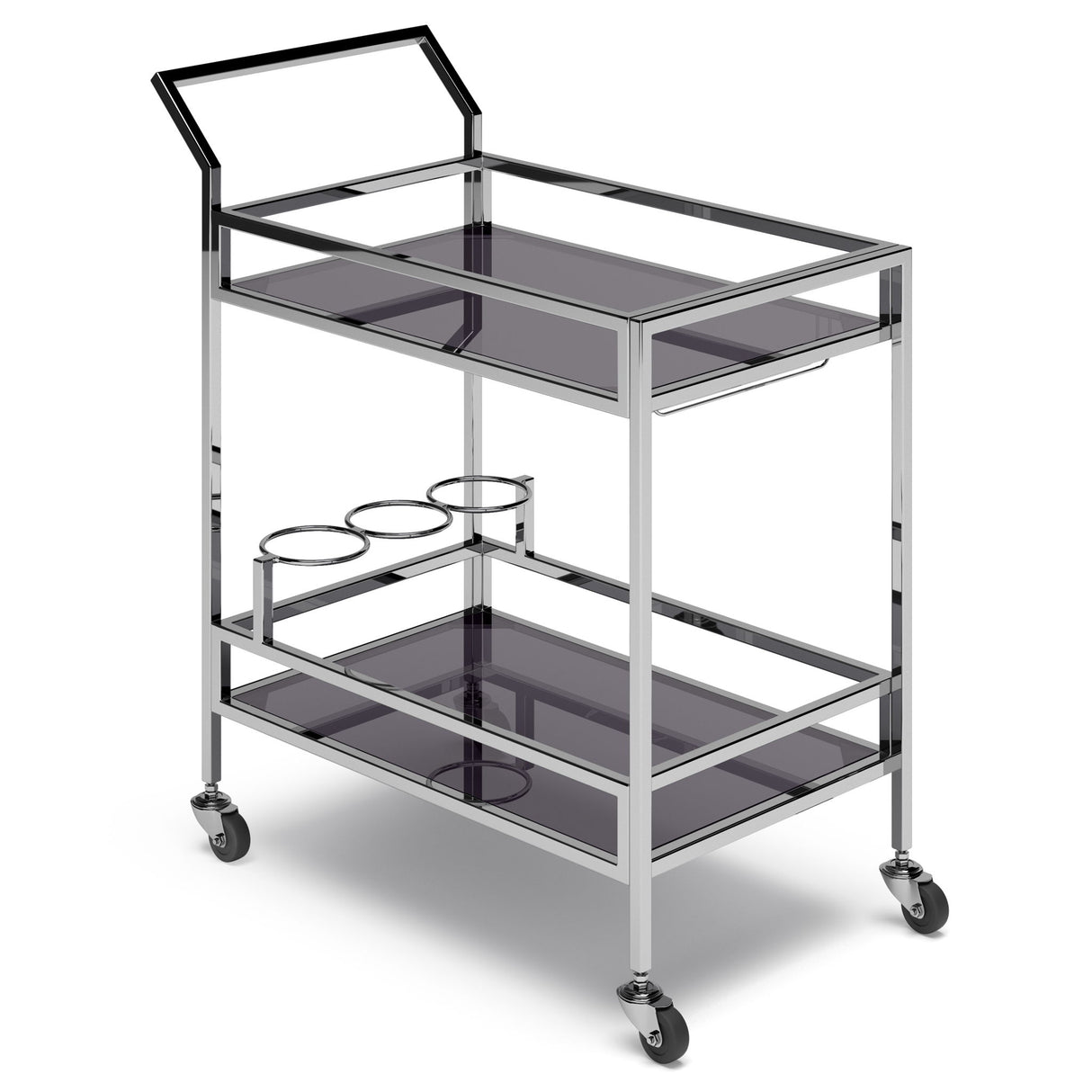 Watts - Bar Cart - Chrome by Simpli-Home | Bel Furniture