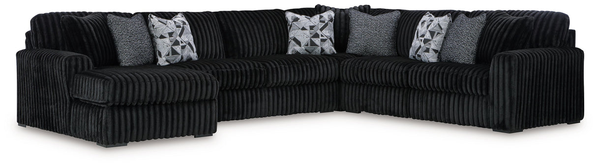 Midnight-Madness - Sectional Black 4 Pc. Left Arm Facing Corner Chaise Sectional by Signature Design by Ashley® | Bel Furniture
