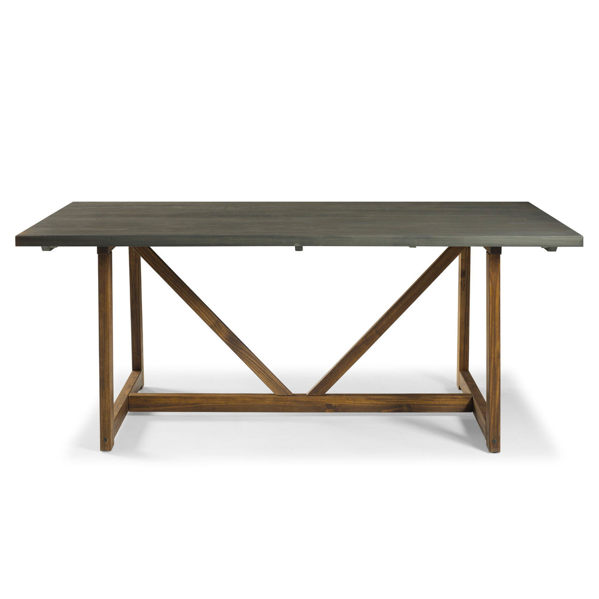 Modern Farmhouse Solid Wood V Frame Trestle Dining Table - Gray / Brown by Walker Edison | Bel Furniture