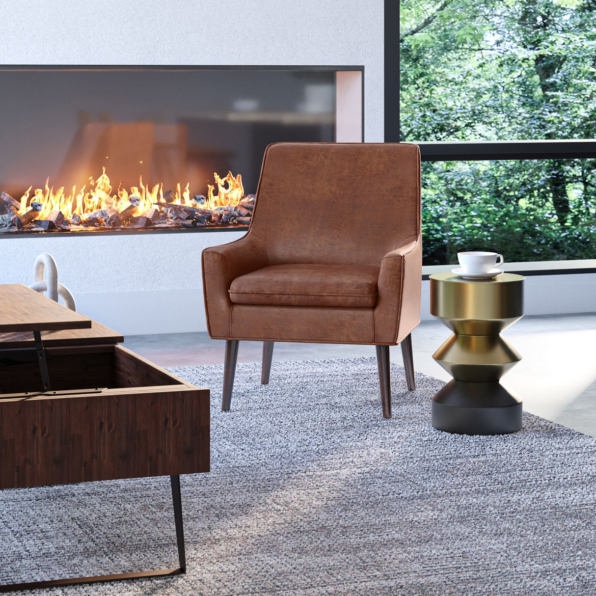 Robson - Accent Chair - Distressed Saddle Brown by Simpli-Home | Bel Furniture