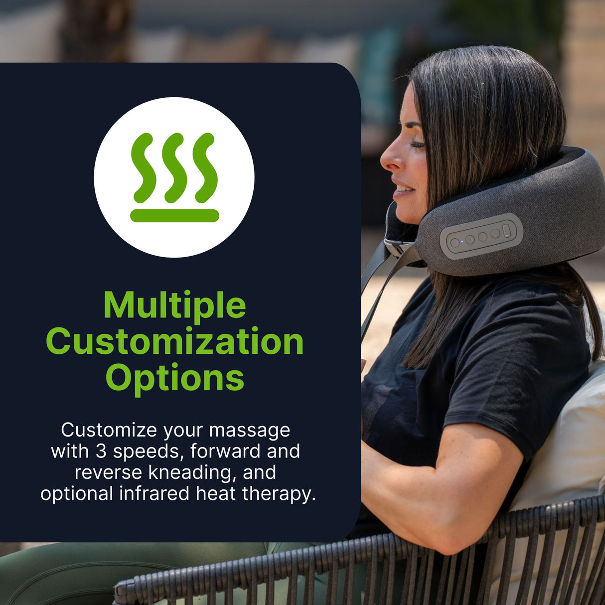Shiatsu Neck Massage Pillow With Infrared Heat Therapy Foam - Gray