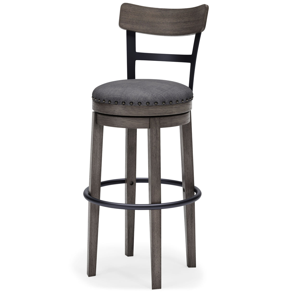 Caitbrook - Gray - Tall UPH Swivel Barstool by Signature Design by Ashley® | Bel Furniture