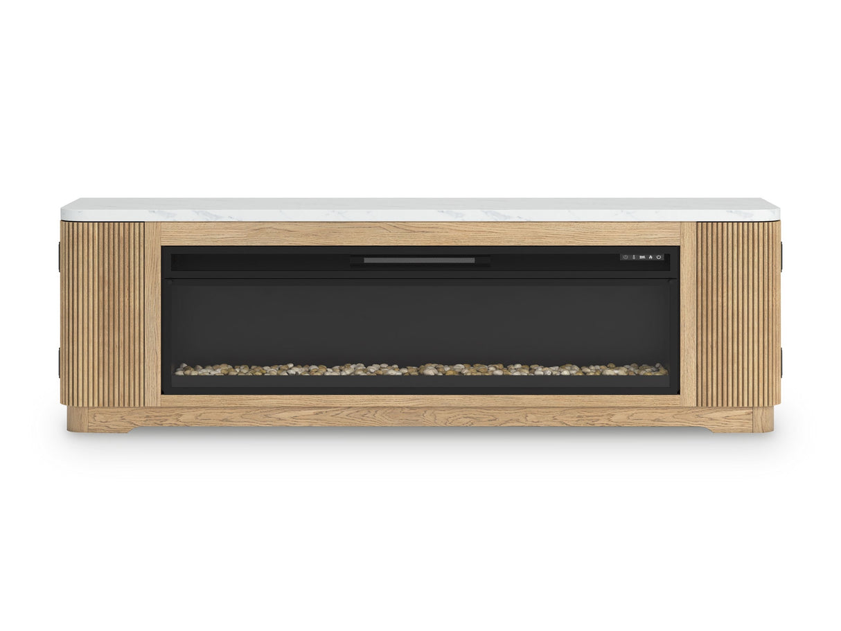 Camdill - Light Brown - 80" TV Stand With Electric Fireplace by Signature Design by Ashley® | Bel Furniture