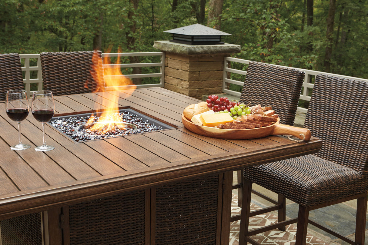 Paradise Trail - Outdoor Fire Pit Table Set by Signature Design by Ashley® | Bel Furniture
