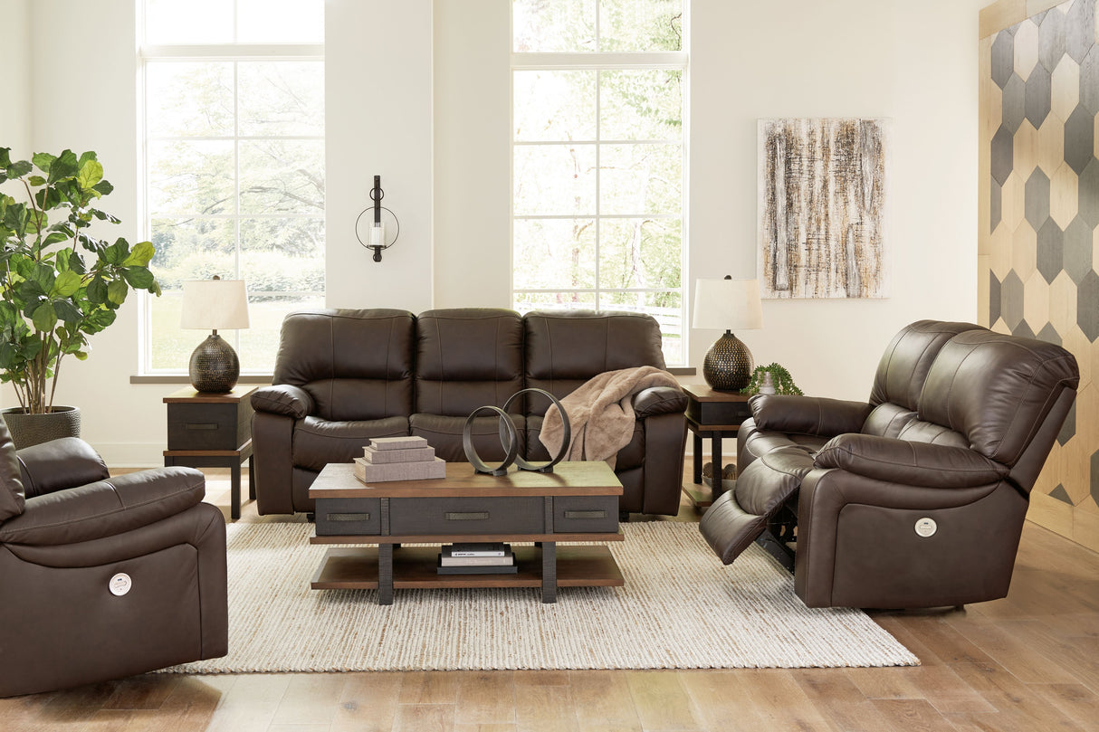 Leesworth - Reclining Living Room Set Dark Brown 3 Pc. Sofa, Loveseat, Recliner by Signature Design by Ashley® | Bel Furniture