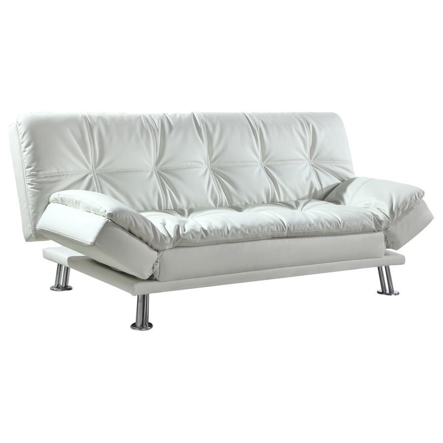 Dilleston - Upholstered Tufted Convertible Sofa Bed White by CoasterEssence | Bel Furniture