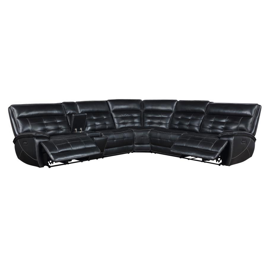 Hewitt - Leather Upholstered Power Reclining Sectional - Black by Coaster Fine Furniture | Bel Furniture