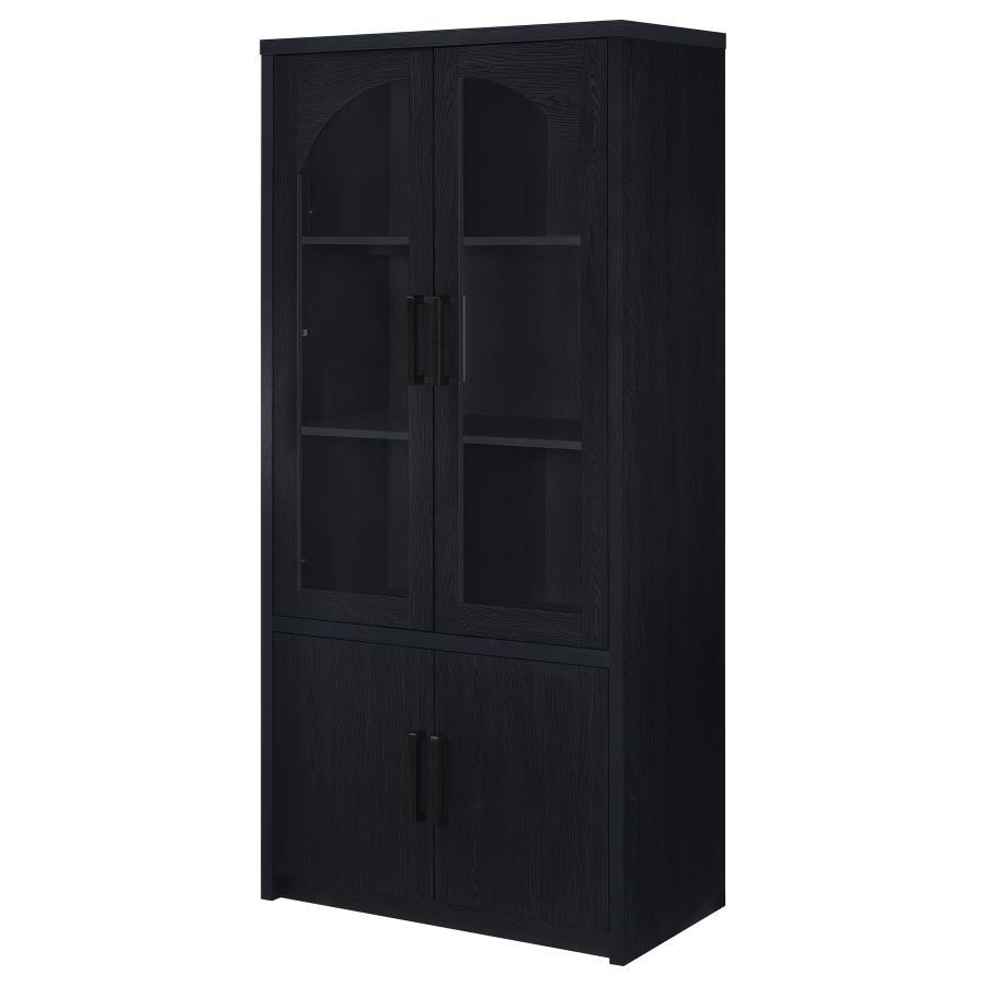 Riva - 4-Door Tall Accent Display Cabinet LED Lighting - Black
