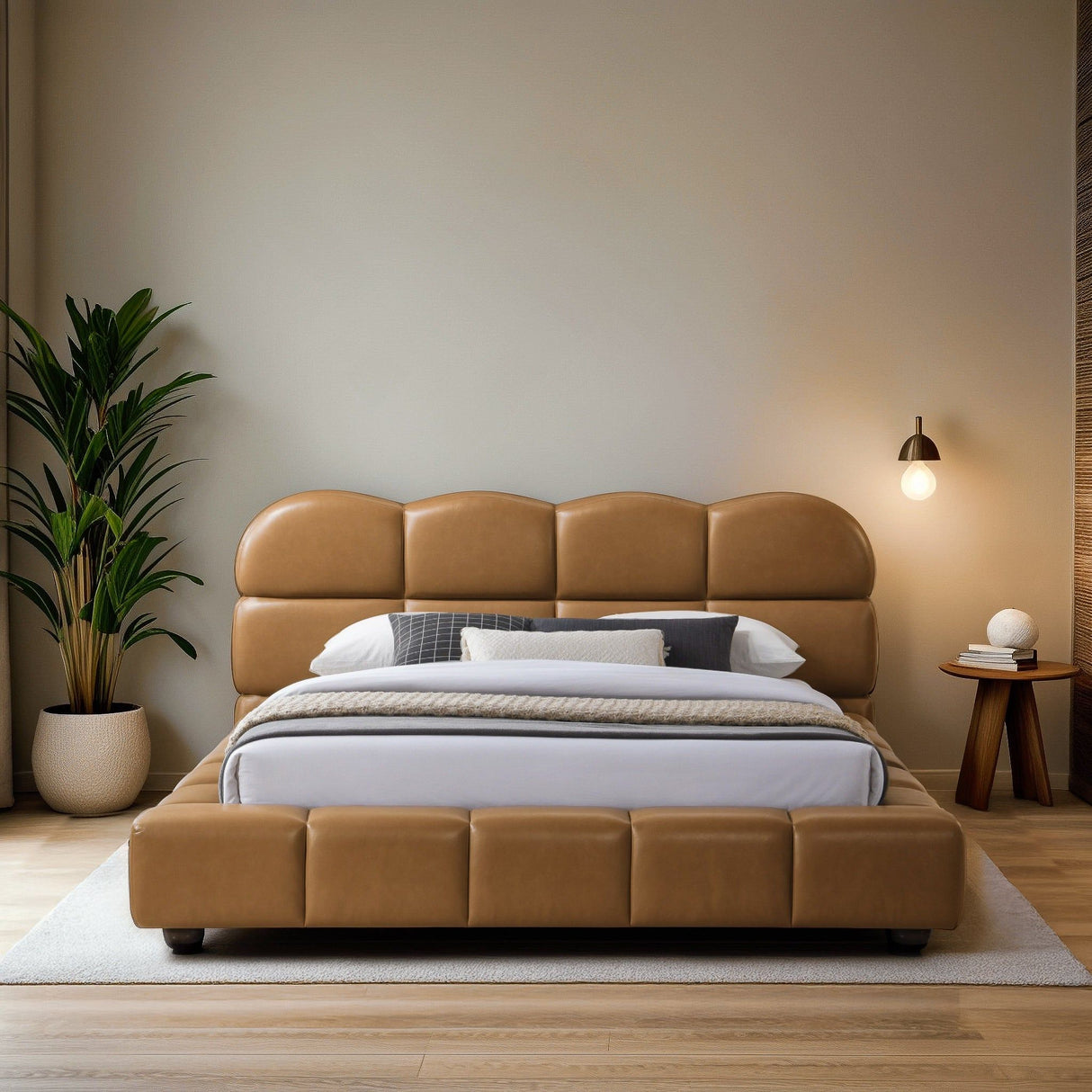 Roswell - Queen Size Platform Bed - Tan
