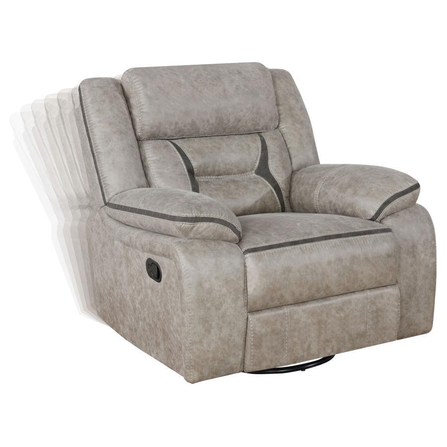 Greer - Upholstered Swivel Glider Recliner Chair by CoasterEveryday | Bel Furniture