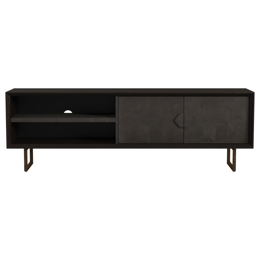 Marsden - 2 Door Mango Wood TV Stand - Charcoal Black by Coaster Fine Furniture | Bel Furniture