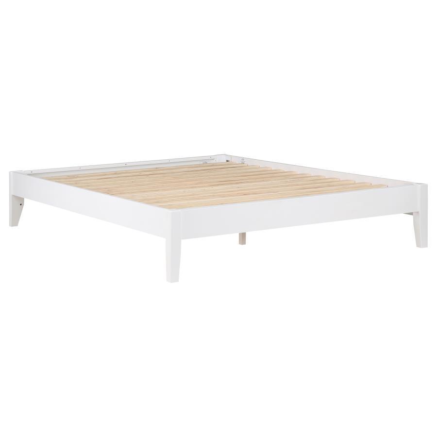 Hounslow - Universal Platform Bed White Queen by CoasterEssence | Bel Furniture