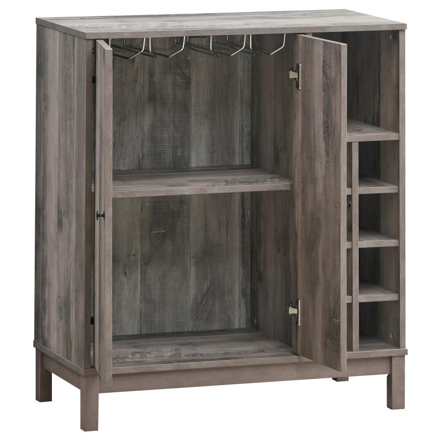 Cheyenne - 2 Door Home Bar Wine Cabinet - Weathered Acacia by CoasterEveryday | Bel Furniture