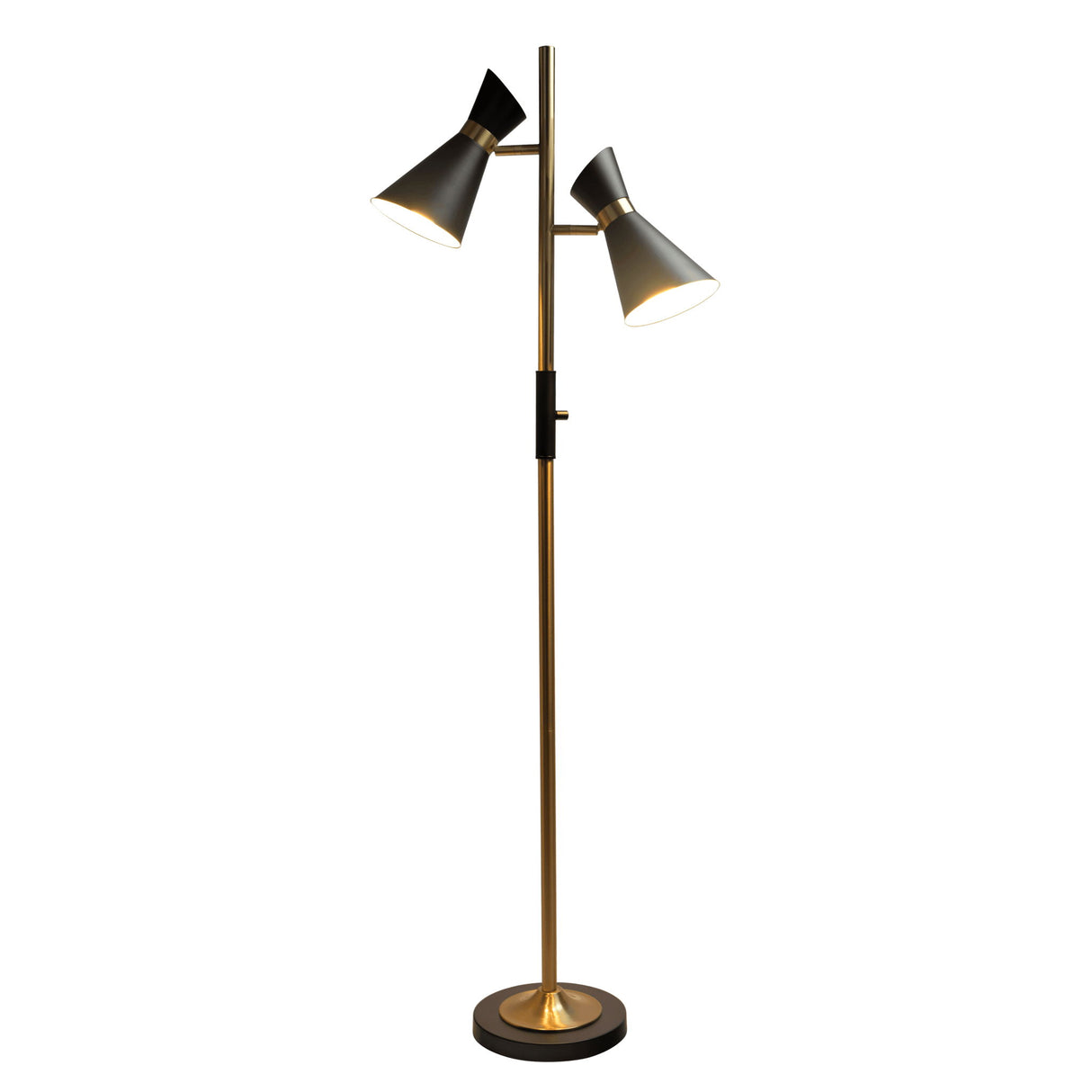 Axis - Floor Lamp With 4 Way Switch Double Spots With Base - Black / Gold by Ashcroft Furniture | Bel Furniture