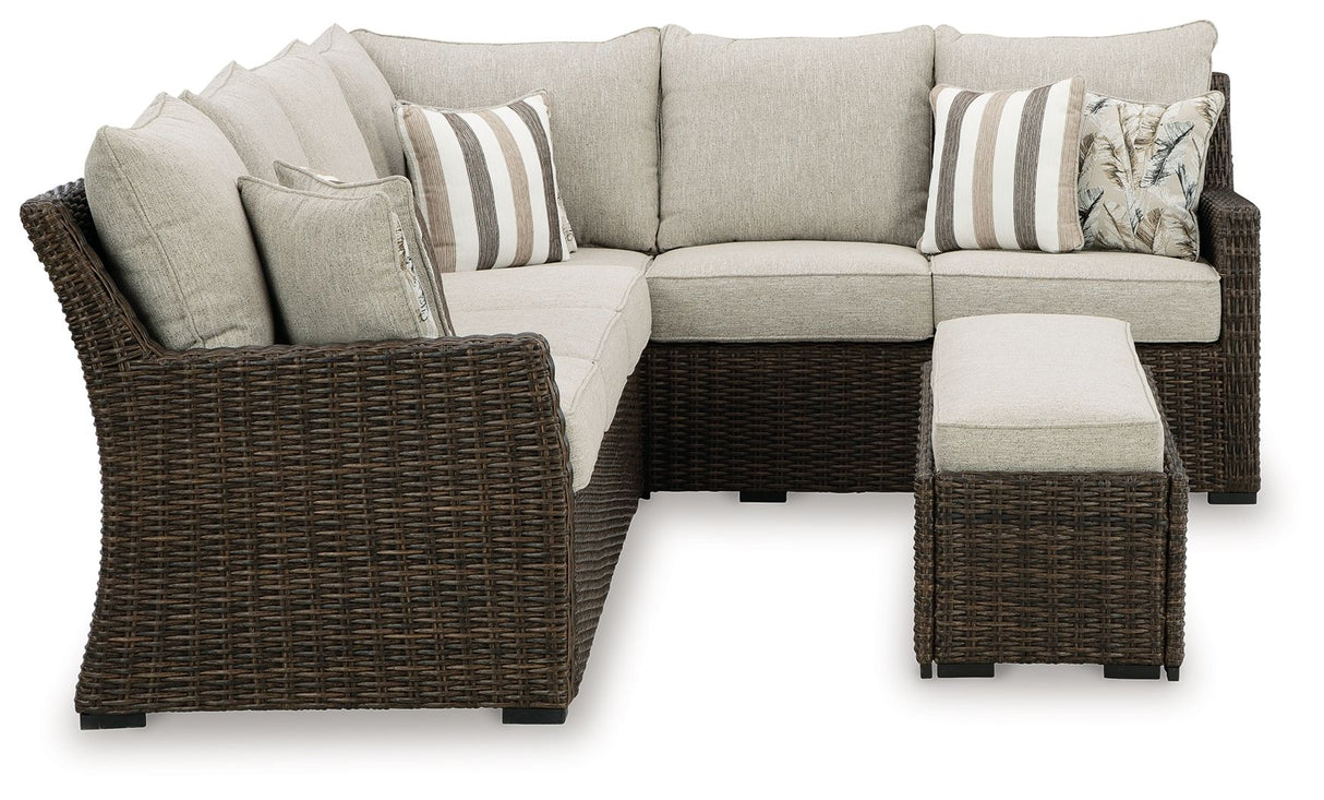 Brook Ranch - Brown - Sofa Sectional, Bench With Cushion (Set of 3) by Signature Design by Ashley® | Bel Furniture