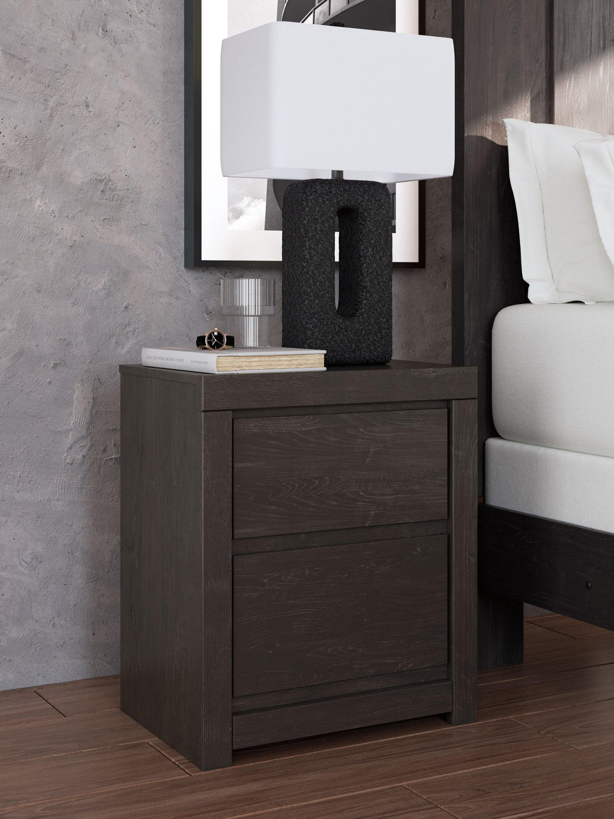 Fraluna - Charcoal - Two Drawer Night Stand by Signature Design by Ashley® | Bel Furniture