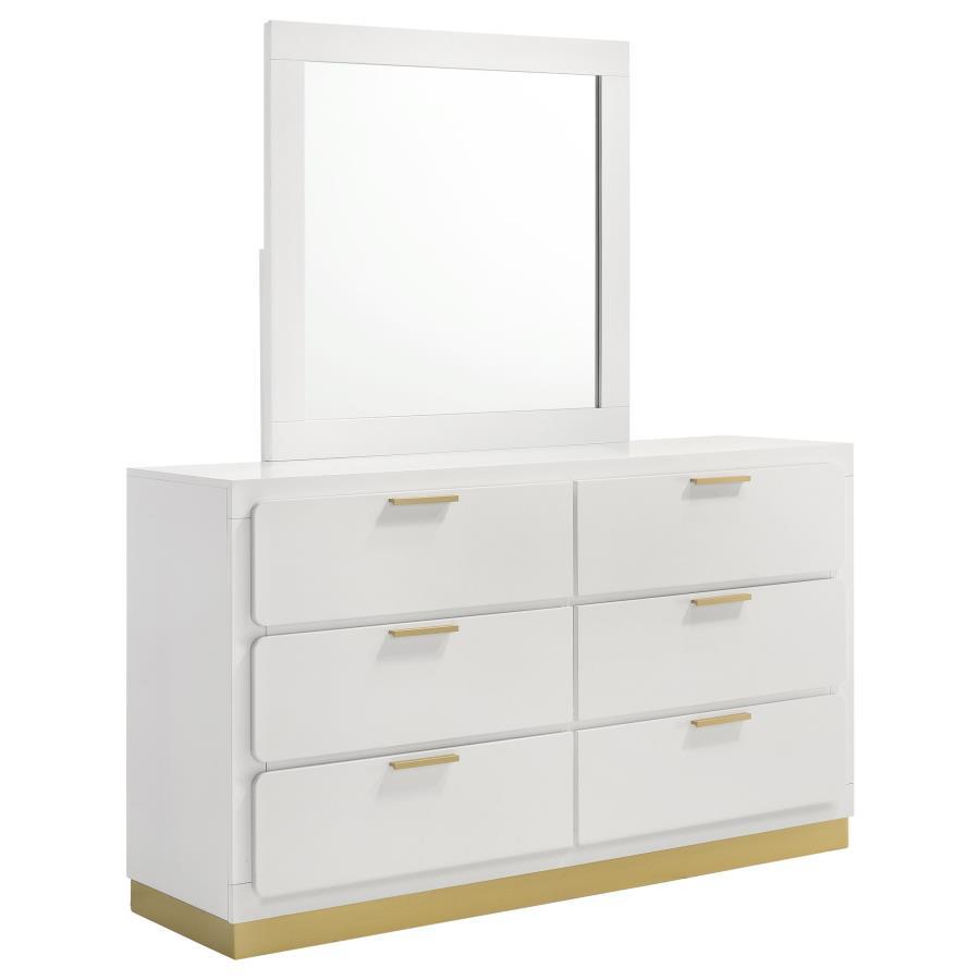 Caraway - 6-Drawer Bedroom Dresser With Mirror White by Coaster Fine Furniture | Bel Furniture
