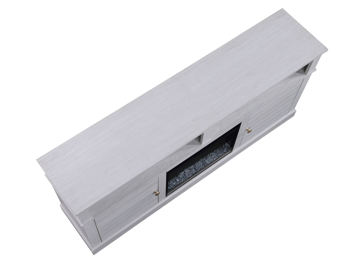 Lucifer - TV Stand Console With Fireplace - White Walnut by Lilola Home | Bel Furniture