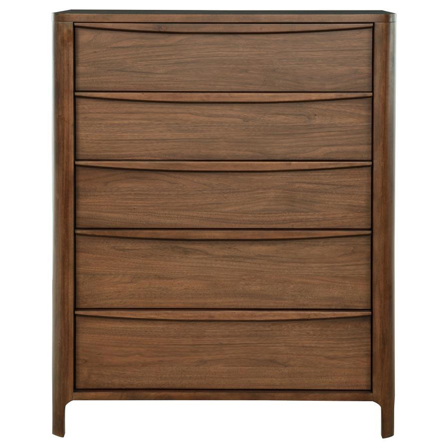 Maderia - 5-Drawer Chest Of Drawers - Walnut by Coaster Fine Furniture | Bel Furniture