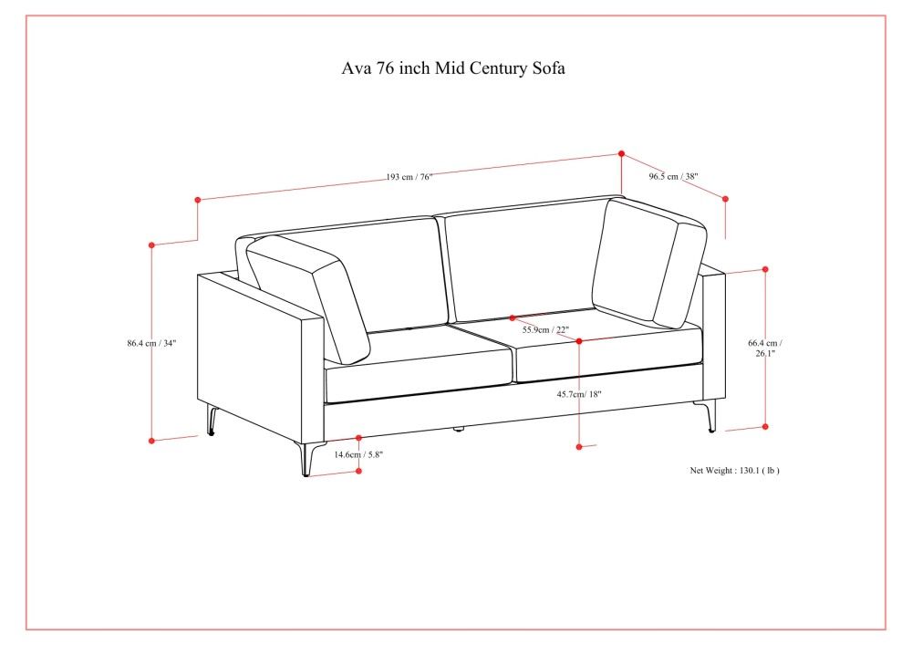 Ava - Mid Century Sofa, Upholstered by Simpli-Home | Bel Furniture