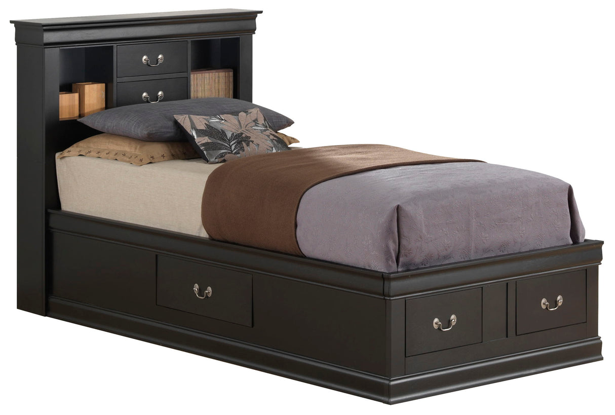 Traditional Style Bookcase Storage Bed