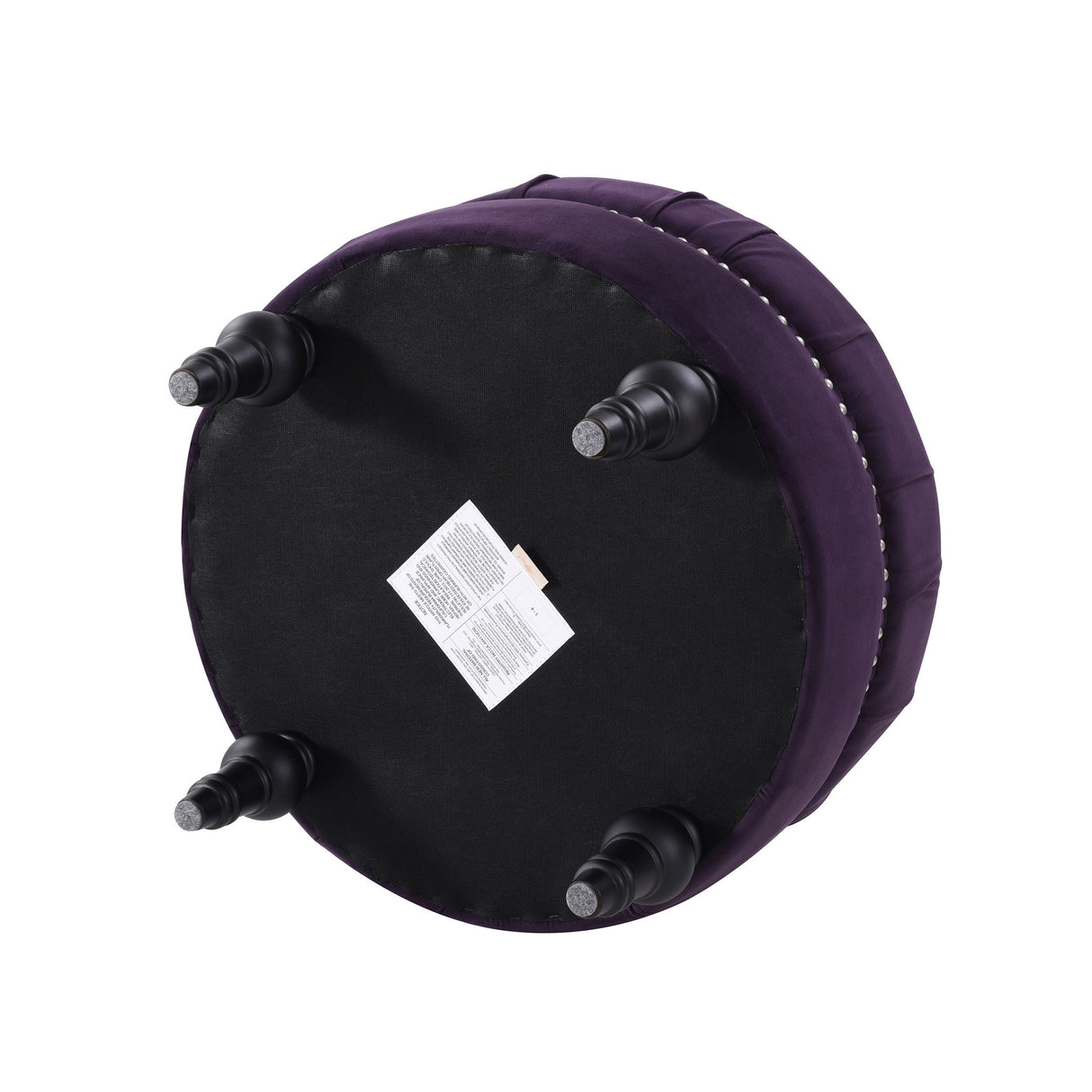 Dawn - Tufted Round Ottoman Nailhead Accents - Purple by Jennifer Taylor Home | Bel Furniture