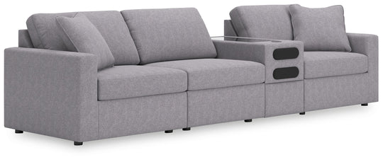 Modmax - Granite - Sectional Gray 4 Pc. Sectional With Audio Console by Signature Design by Ashley® | Bel Furniture