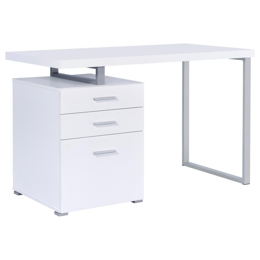 Brennan - 3-Drawer Office Computer Desk White by CoasterEveryday | Bel Furniture