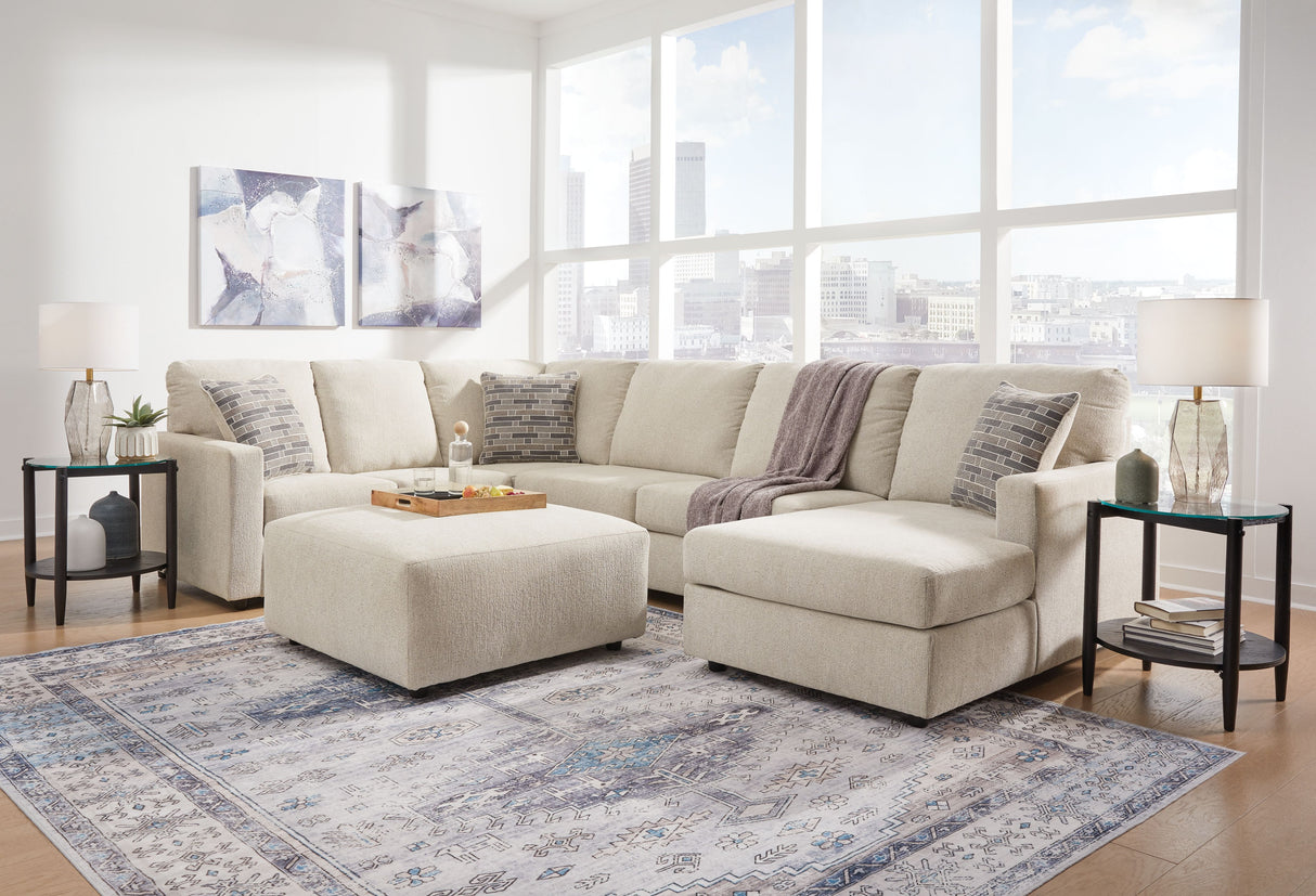 Edenfield - Living Room Set Pearl Silver 4 Pc. Right Arm Facing Corner Chaise 3 Pc Sectional, Ottoman by Signature Design by Ashley® | Bel Furniture