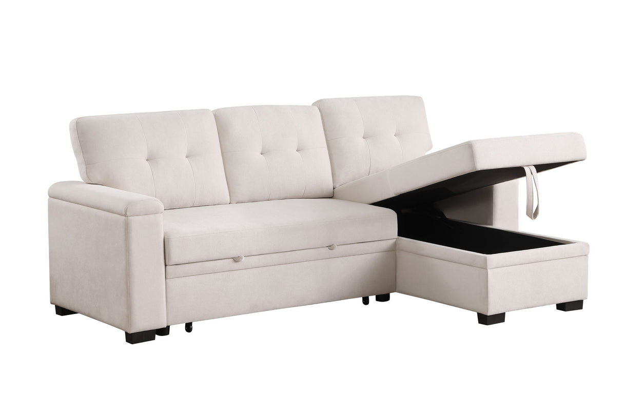 Lucca II - 84.5"W Reversible Sleeper Sectional Sofa with Storage Chaise by Lilola Home | Bel Furniture