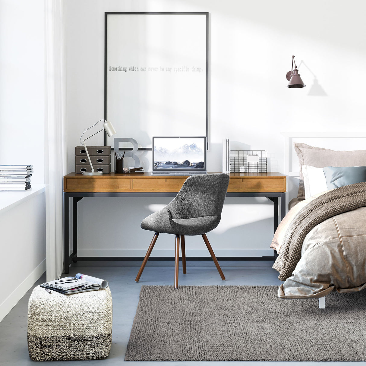 Banting - Mid Century Wide Desk, Handcrafted by Simpli-Home | Bel Furniture