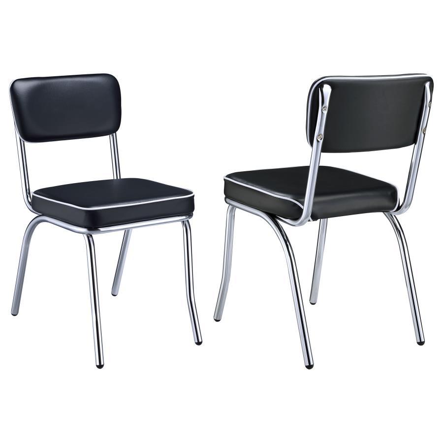 Retro - Upholstered Dining Side Chair (Set of 2) Black by CoasterEveryday | Bel Furniture