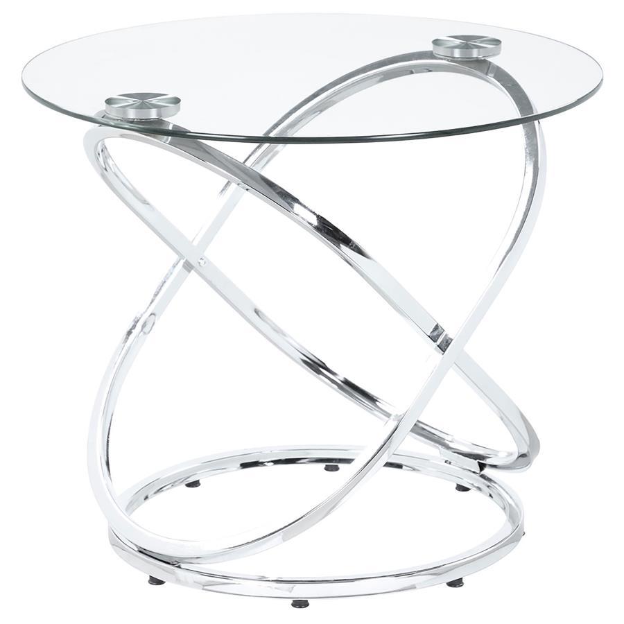 Warren - 3 Piece Oval Glass Top Coffee Table Set - Chrome by CoasterEssence | Bel Furniture