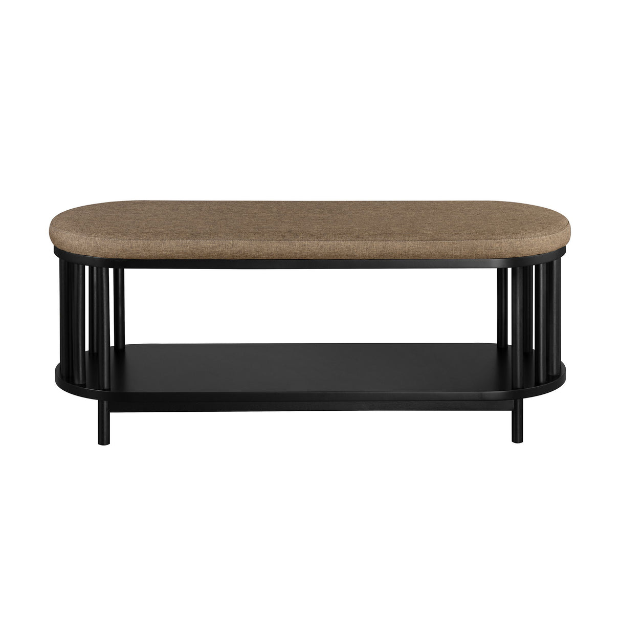 Scandi - Upholstered Top Storage Bench With Lower Shelf - Black by Walker Edison | Bel Furniture