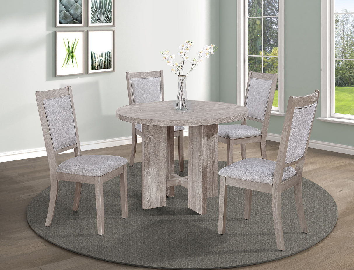 Amara - 5 Piece Round Dining Set Drift Wood - Drift Wood by Crown Mark | Bel Furniture