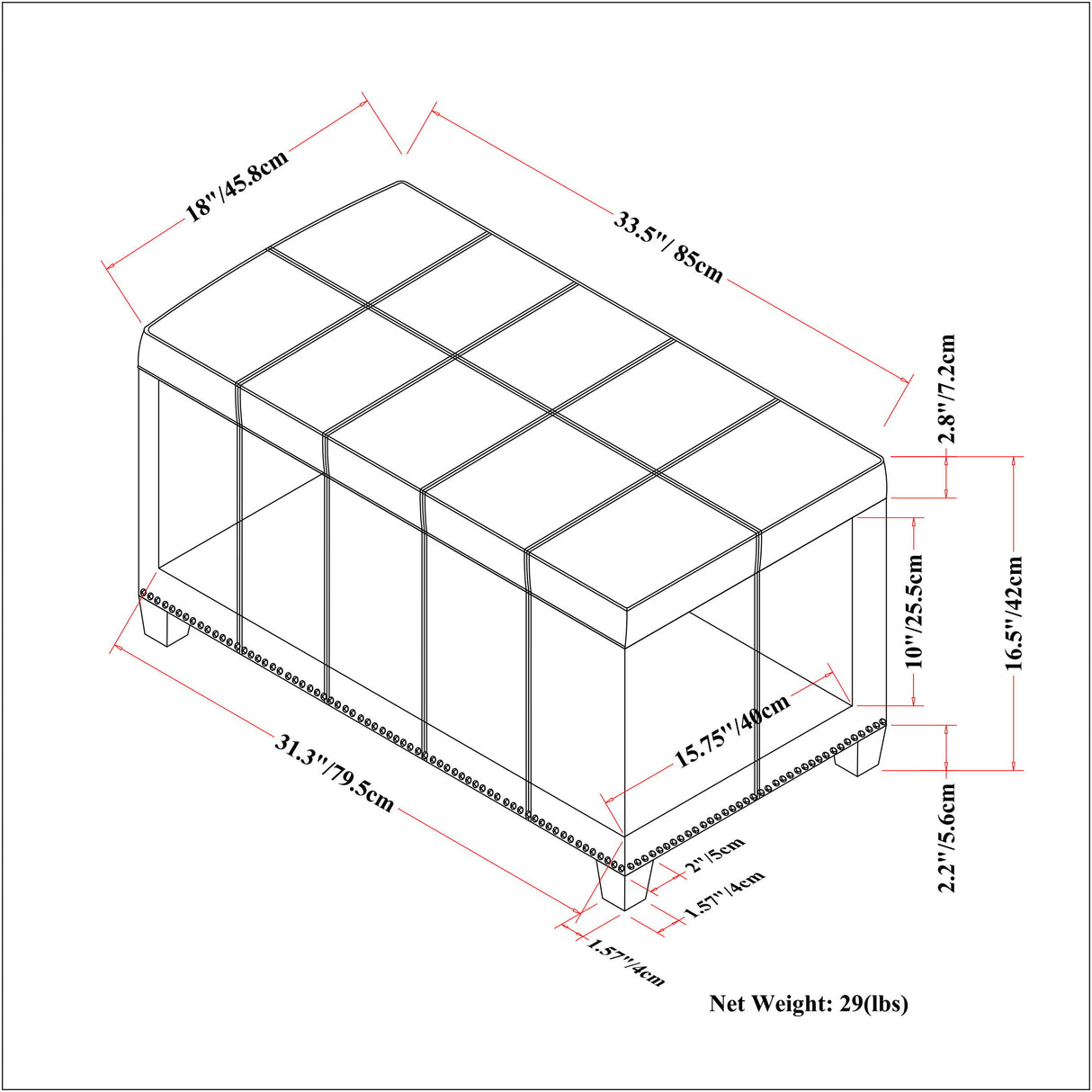 Amelia - Transitional Storage Ottoman Bench by Simpli-Home | Bel Furniture