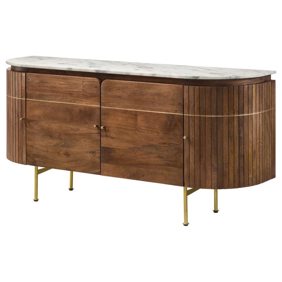 Ortega - 4 Door Marble Top Sideboard Buffet Cabinet - Natural by CoasterElevations | Bel Furniture