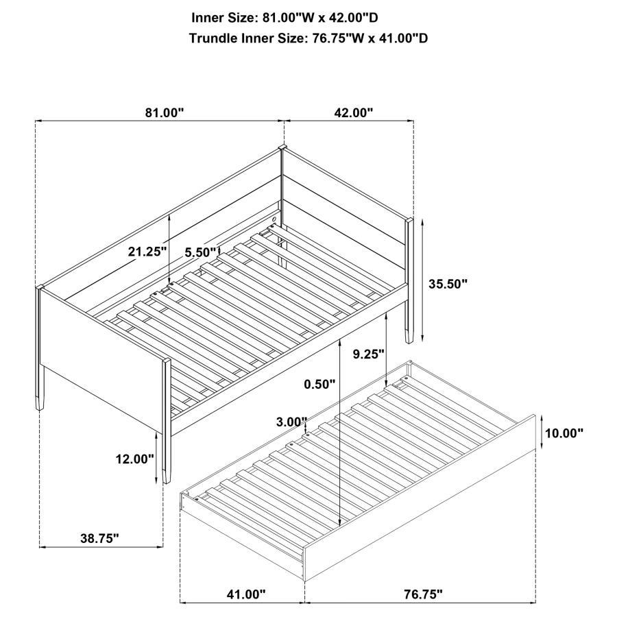 Calinda - Wood Twin Daybed With Trundle - Natural by Coaster Fine Furniture | Bel Furniture