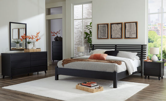 Danziar - Slat Panel Bed With Low Footboard Set Black King by Signature Design by Ashley® | Bel Furniture
