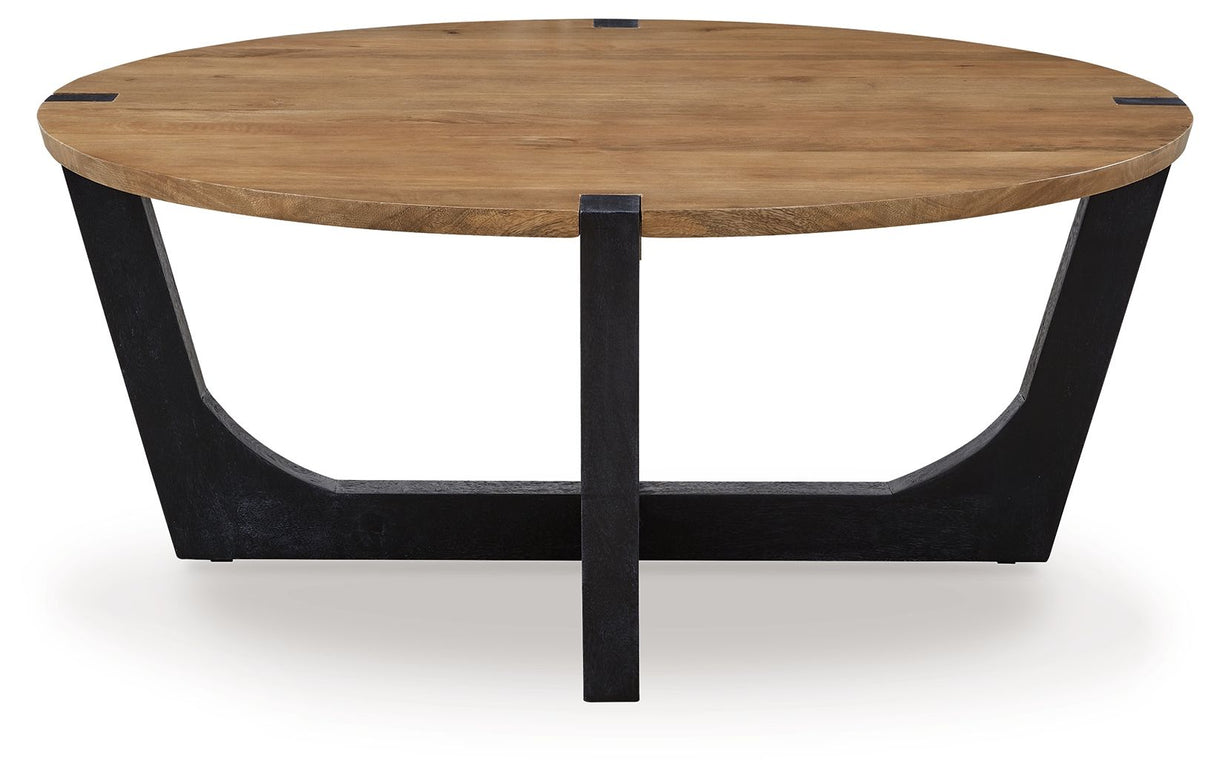 Hanneforth - Brown - Round Cocktail Table by Signature Design by Ashley® | Bel Furniture