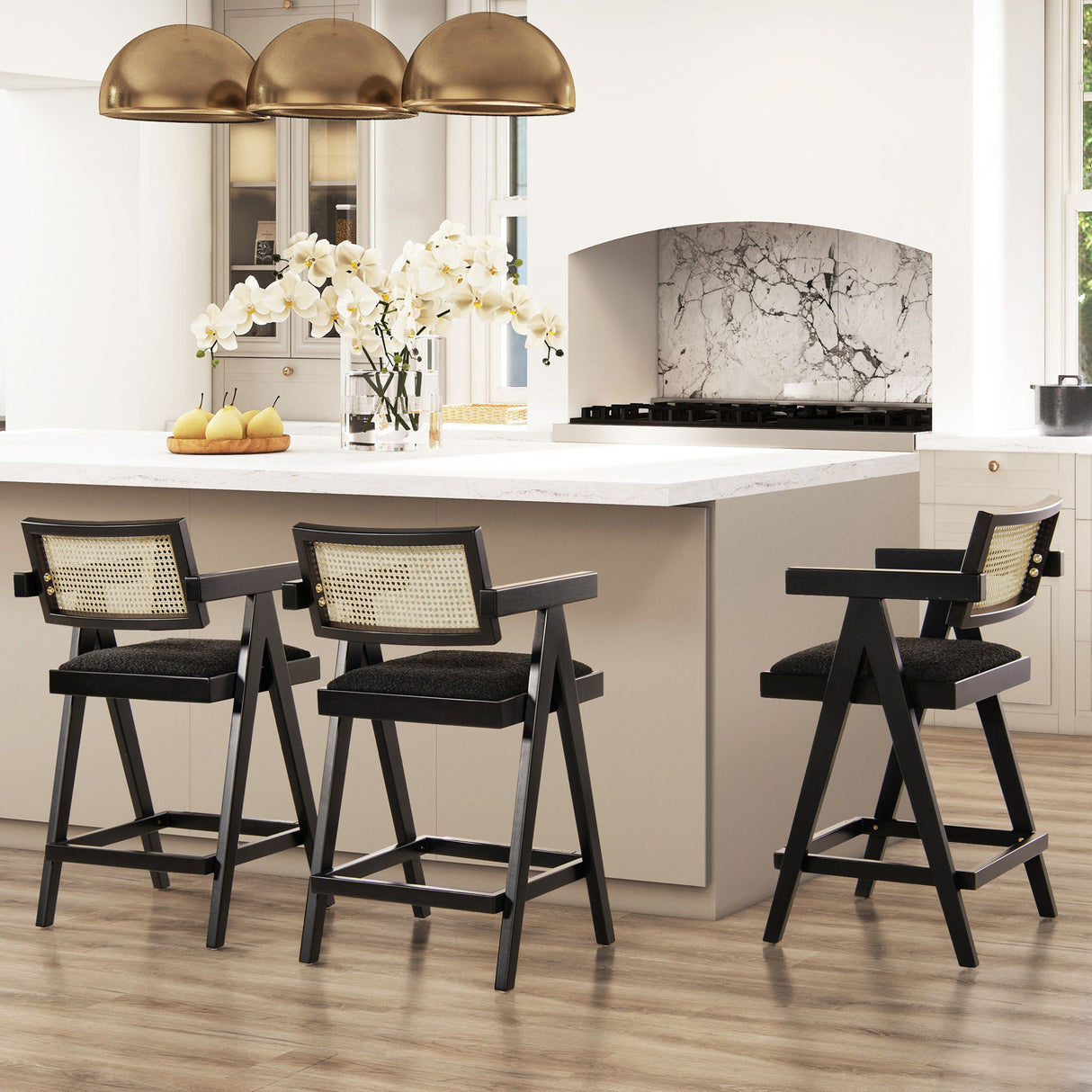 Milan - Modern Webbing Back Stool With Arms (Set of 3) by Jennifer Taylor Home | Bel Furniture