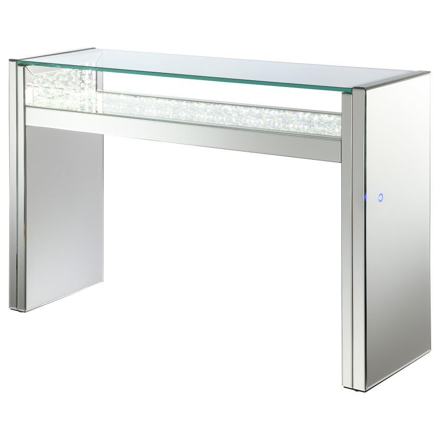 Edna - Mirrored Acrylic Console Table LED Lighting - Silver by CoasterElevations | Bel Furniture